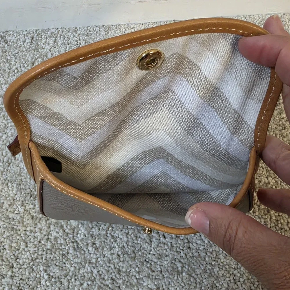 Dooney & Bourke Small Wristlet‎ Wallet Pouch Brow  Tan With Leather Trim New